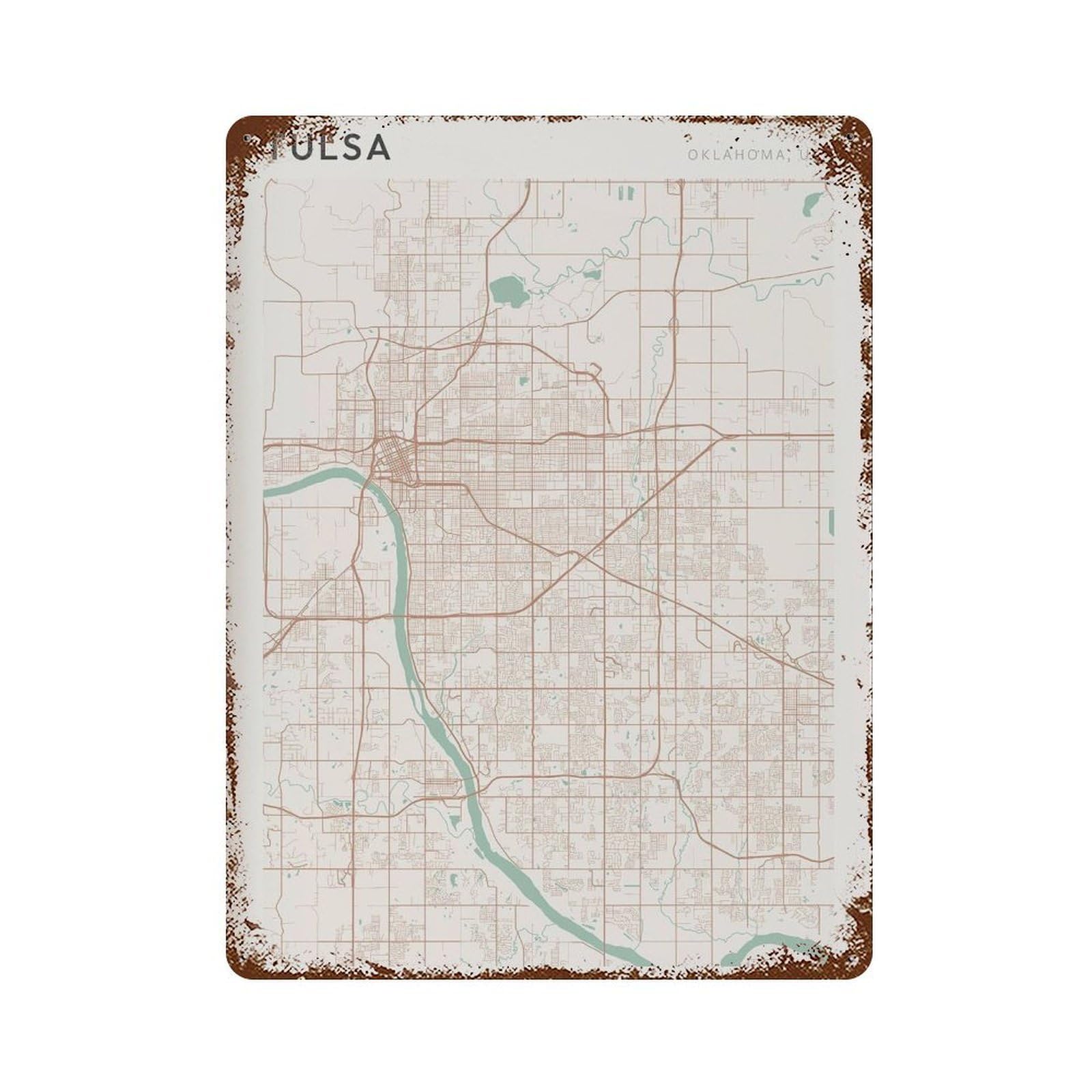 xiaoxiaoshen Tulsa Map Oklahoma Travel Gift Scandi Wall Decor Art Metal Tin Poster Modern Home Decor Art Home Bar Shop Decorations Vintage Sign 40x30cm