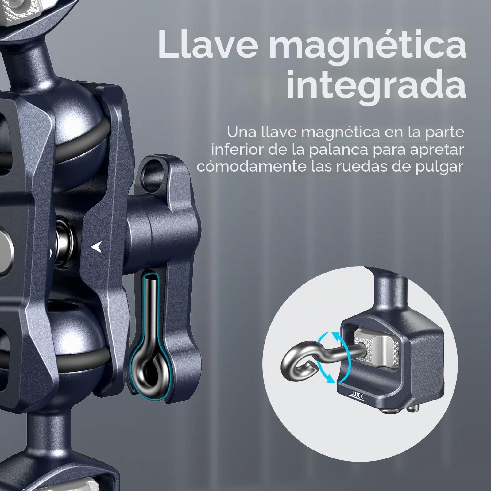 SMALLRIG Brazo Mágico de Dos Cabezas Esféricas con Tornillos de 1/4"-20, Carga Máxima de 6 kg, Solo 88g, Hecho de Aleación de Aluminio y Acero Inoxidable - 3873