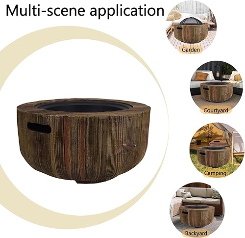 Miniatura 2 de Mesa redonda para fogata al aire libre, hoguera de leña de 24 pulgadas para patio exterior, parrilla, hoguera, hoguera rústica, terraza,