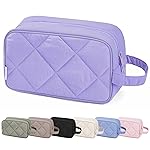 Narwey Toiletry Bag for Traveling Women with Handle, Quilted Makeup Bag for Women, Puffy Make up Bags Organizer Case Cosmetic Bag for Teen Girls (Purple)