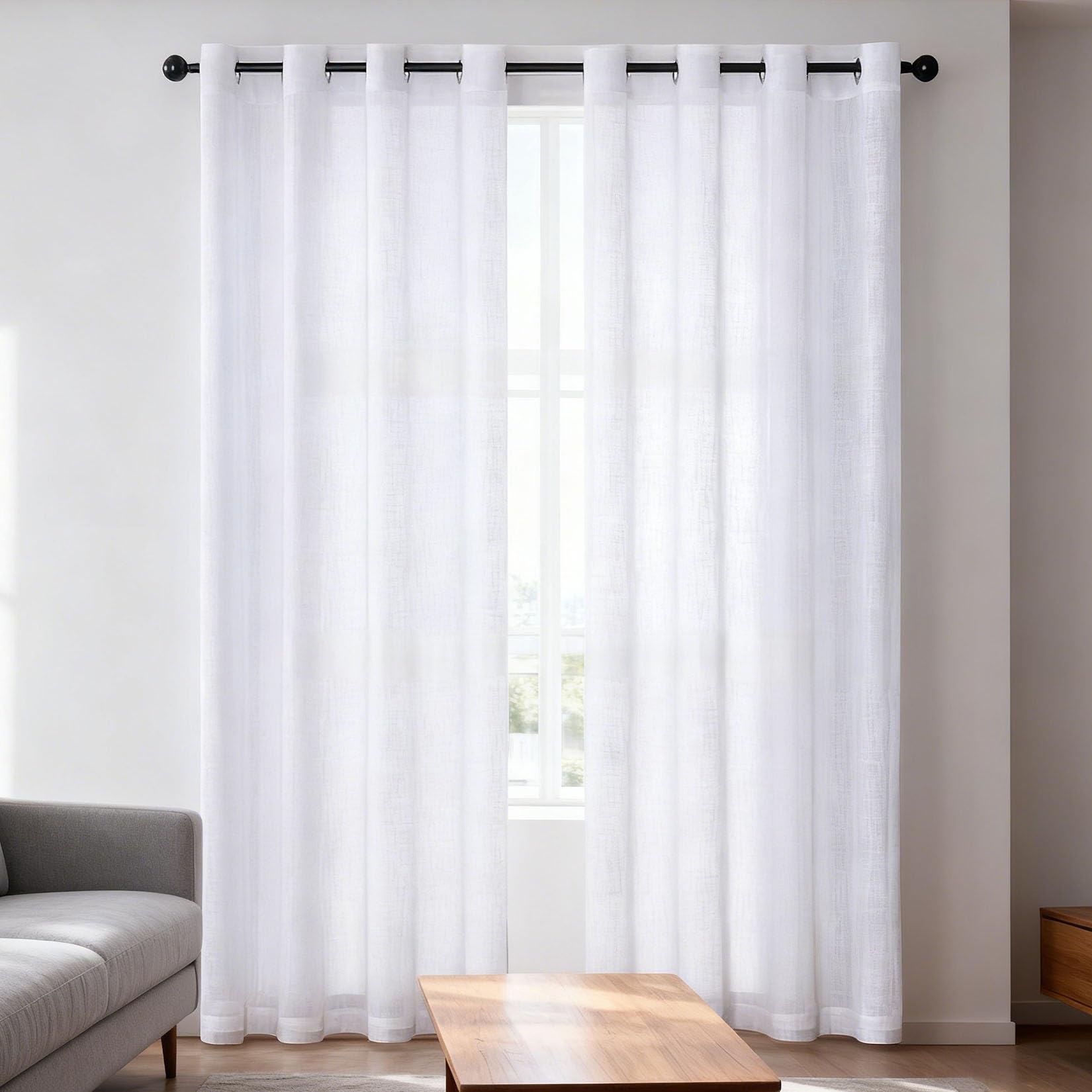 Rideau voilage blanc 185 x 125 cm rideaux transparents salon chambre