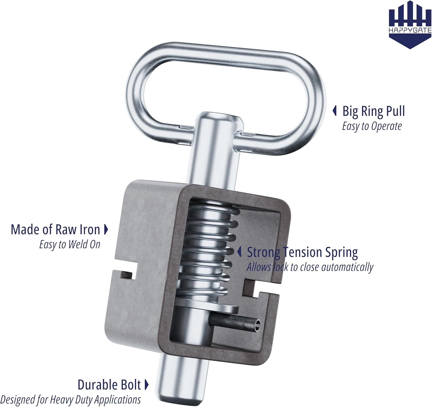 3-1/2'' Heavy Duty Trailer Gate Latch, Universal Spring Latch Assembly, Weld-On Spring Loaded Latch, Trailer Latch Spring Latch Lock with Plain Tube for Tracks, Ramp Doors, Pack of 2