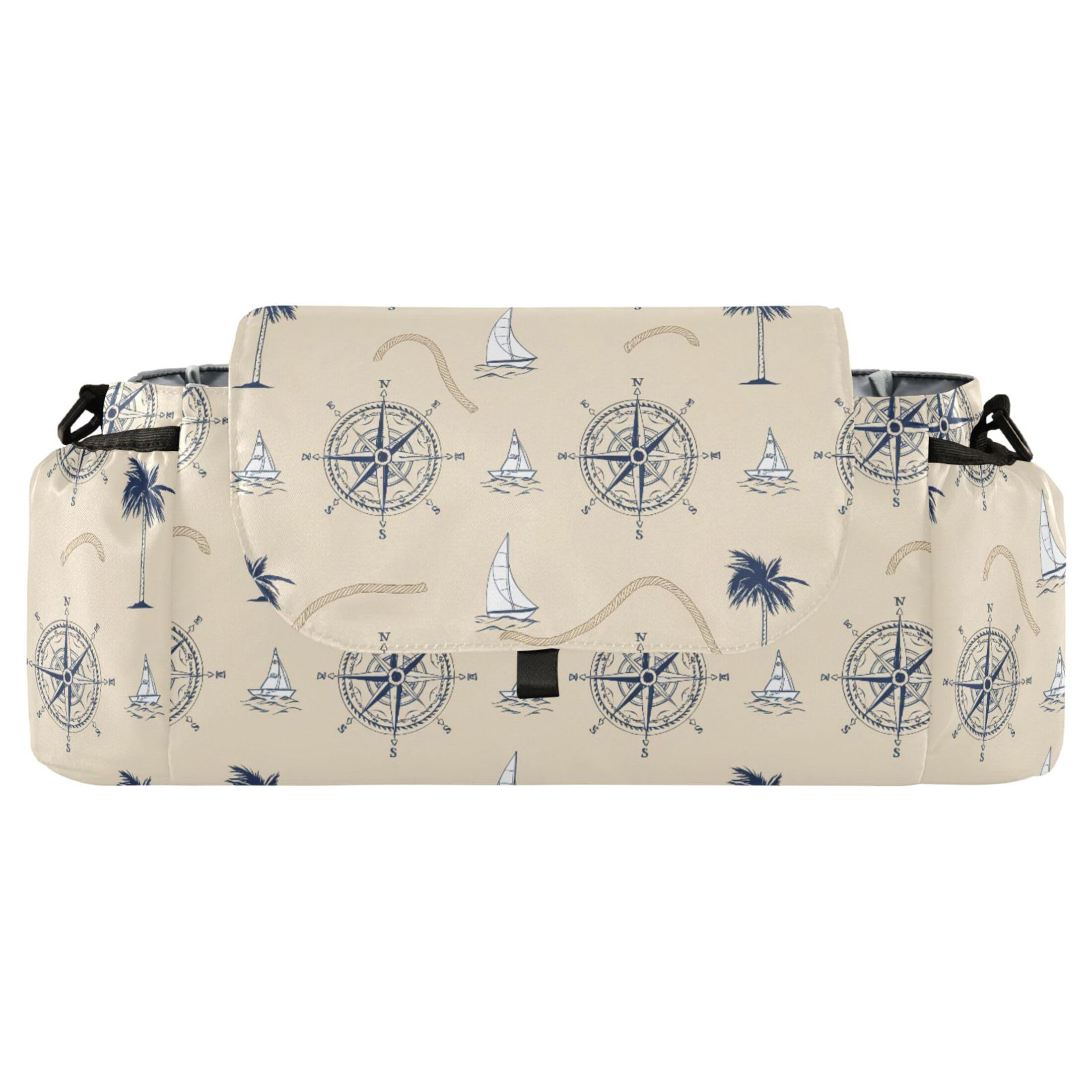 Burbuja Tropical Landscapes Stroller Organizer with Insulated Cup Holders, Non-Slip Stroller Caddy Universal Fits Most Strollers, Nursery Accessories