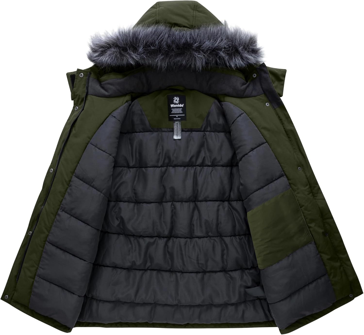 wantdo Women's Plus Size Winter Coat Waterproof Puffer Jacket Warm Thicken Parka with Removable Hood - Image 3