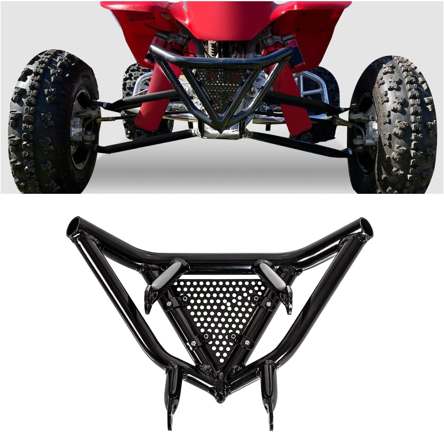 ECOTRIC Front Bumper Compatible with 1999-2014 Honda TRX400EX 400X 2004-2012 TRX450R Aluminum Black