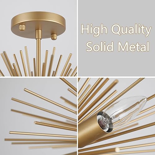 Miniatura 6 de GOMUNIN Candelabro Sputnik de 9 luces color negro con forma de estrella de mediados de siglo, lámpara colgante de satélite para comedor, sala de