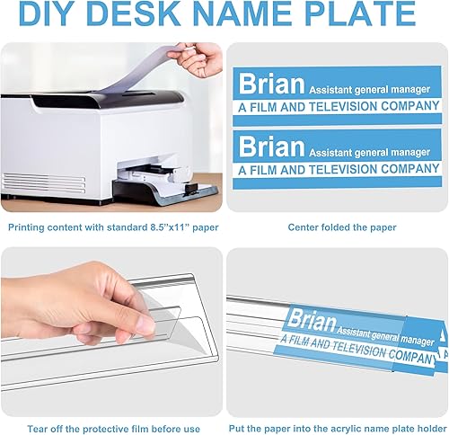 Miniatura 4 de Dingelex Paquete de 12 soportes acrílicos para placa de nombre, transparente pequeño de 8.5 x 3 pulgadas, soporte para letreros de exhibición de