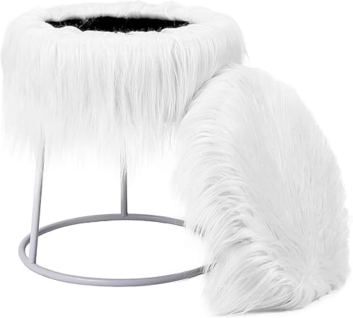 Miniatura 8 de BIRDROCK HOME Taburete redondo de piel sintética, otomana pequeña acolchada con cojín suave para sala de estar, dormitorio o sala de maquillaje,