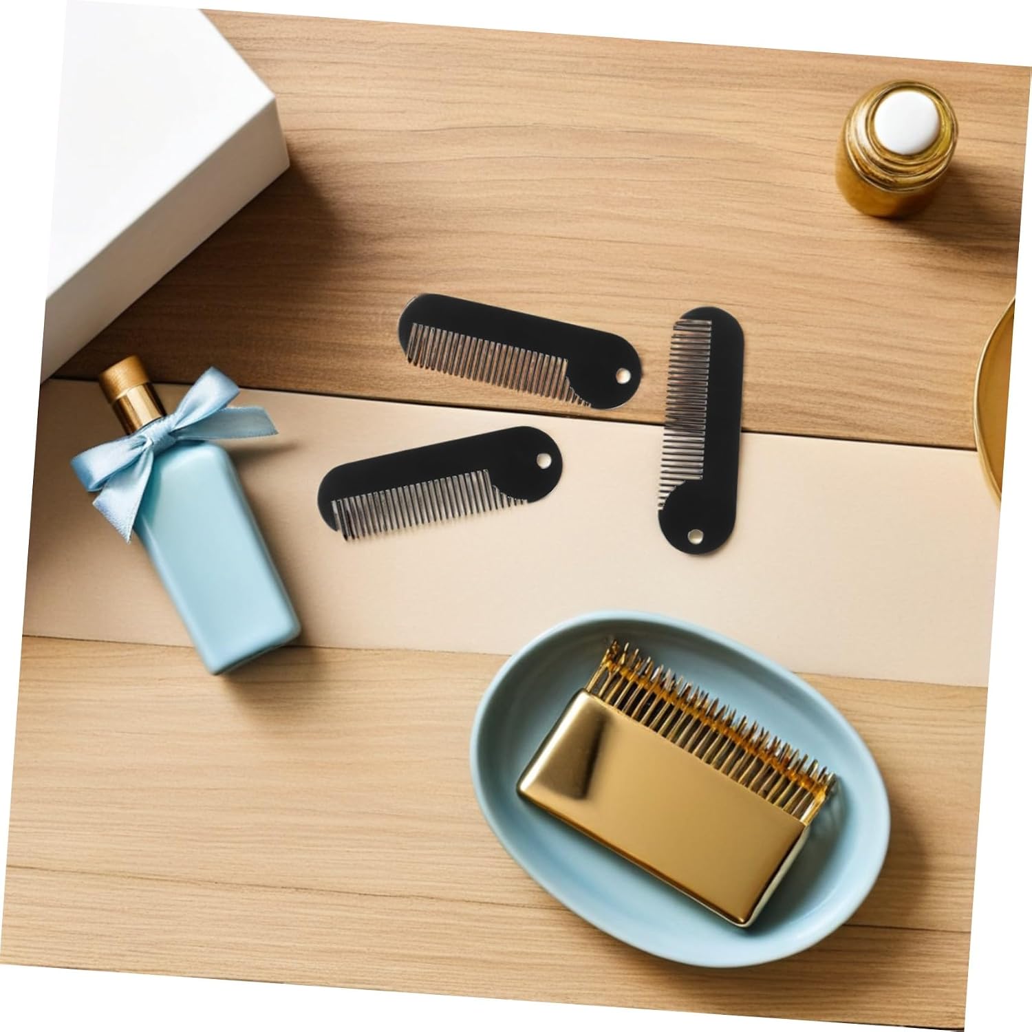 Alipis 4pcs Mini Beard Comb Set for Men, Fine Tooth Pocket Mustache Brushes, Portable Facial Hair Grooming Tools for Travel, Home, and Business Use