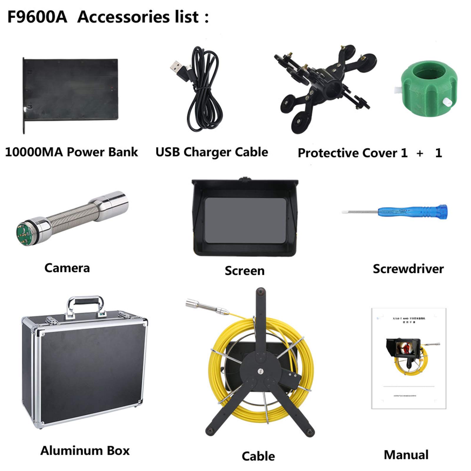 Telecamera di ispezione Wireless WiFi con contametri, Telecamera di Scarico fognario endoscopio per condotte IP68, periscopio DVR con Monitor da 7 Pollici, con
