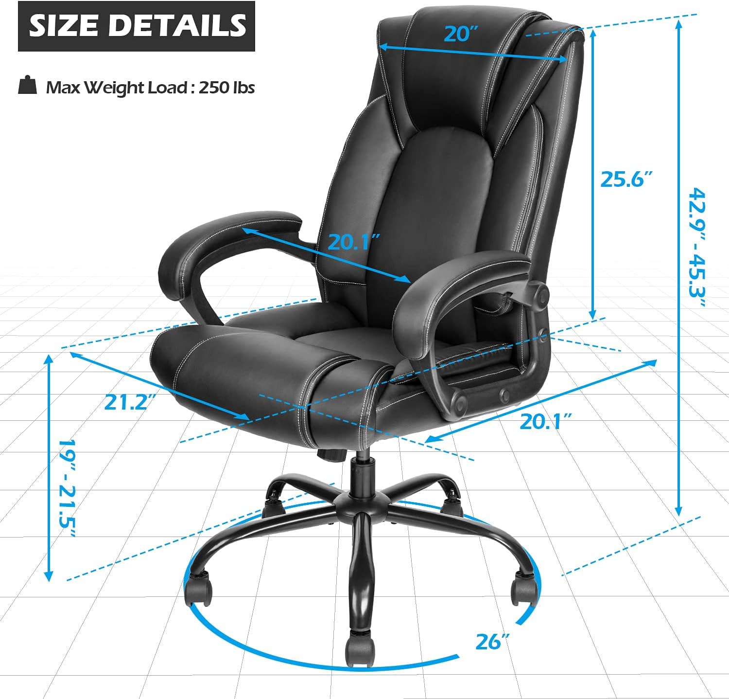 OUTFINE Office Chair Executive Office Chair Desk Chair Computer Chair with Ergonomic Support Tilting Function Upholstered in Leather : Office Products