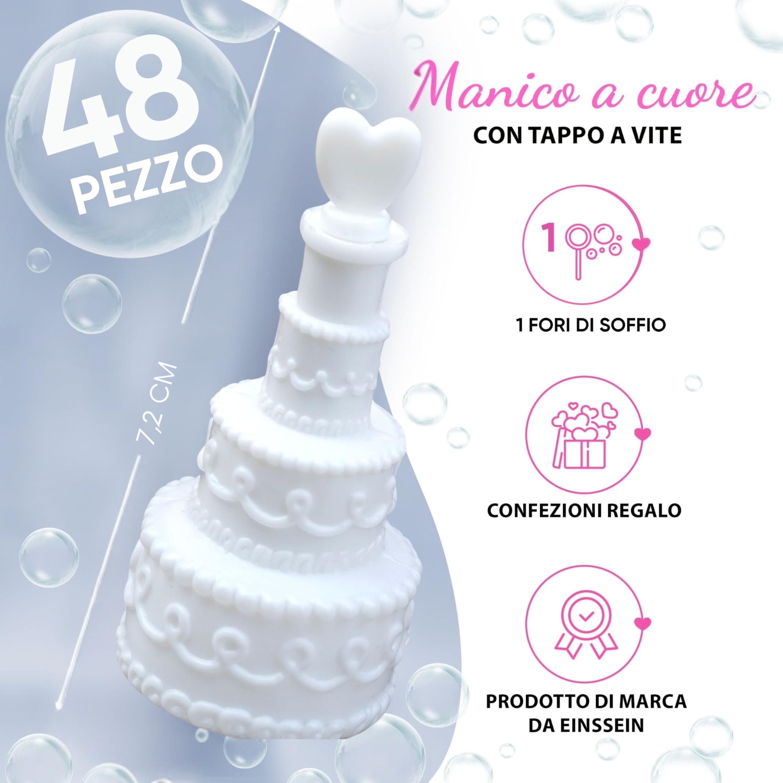 EinsSein 48 Bulles De Savon Mariage – Lunettes Cœur + Boîte Blanche, Idéales Pour Mariage, Baptême, Anniversaire