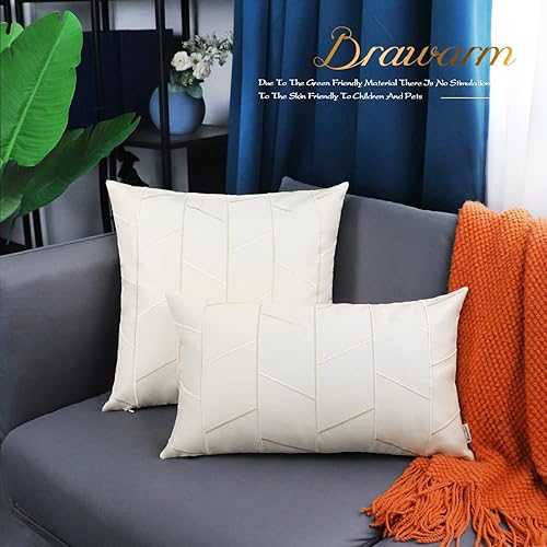 Miniatura 176 de BRAWARM Fundas de almohada de piel sintética de 18 x 18 pulgadas, fundas de almohada de cuero negro, paquete de 2, almohadas decorativas de cuero