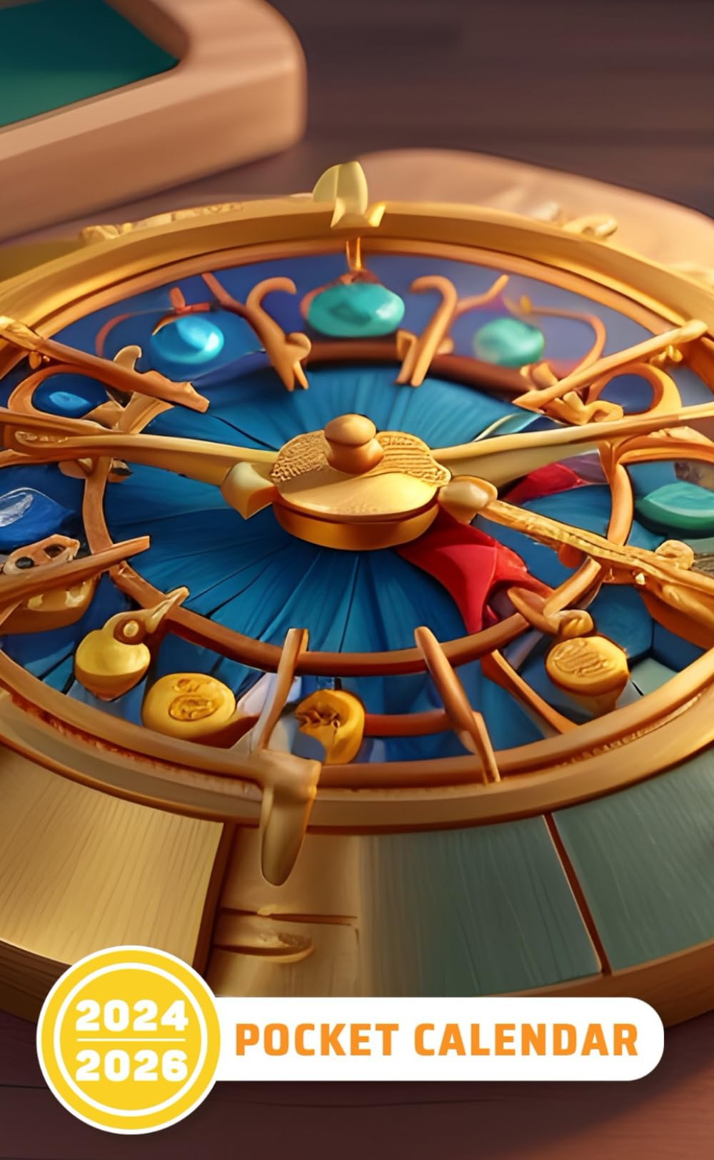 Pocket Calendar 2024 - 2026: Three-Year Monthly Planner for Purse , 36 Months from January 2024 to December 2026 | Golden compass with jeweled accents | Magic | Golden hour