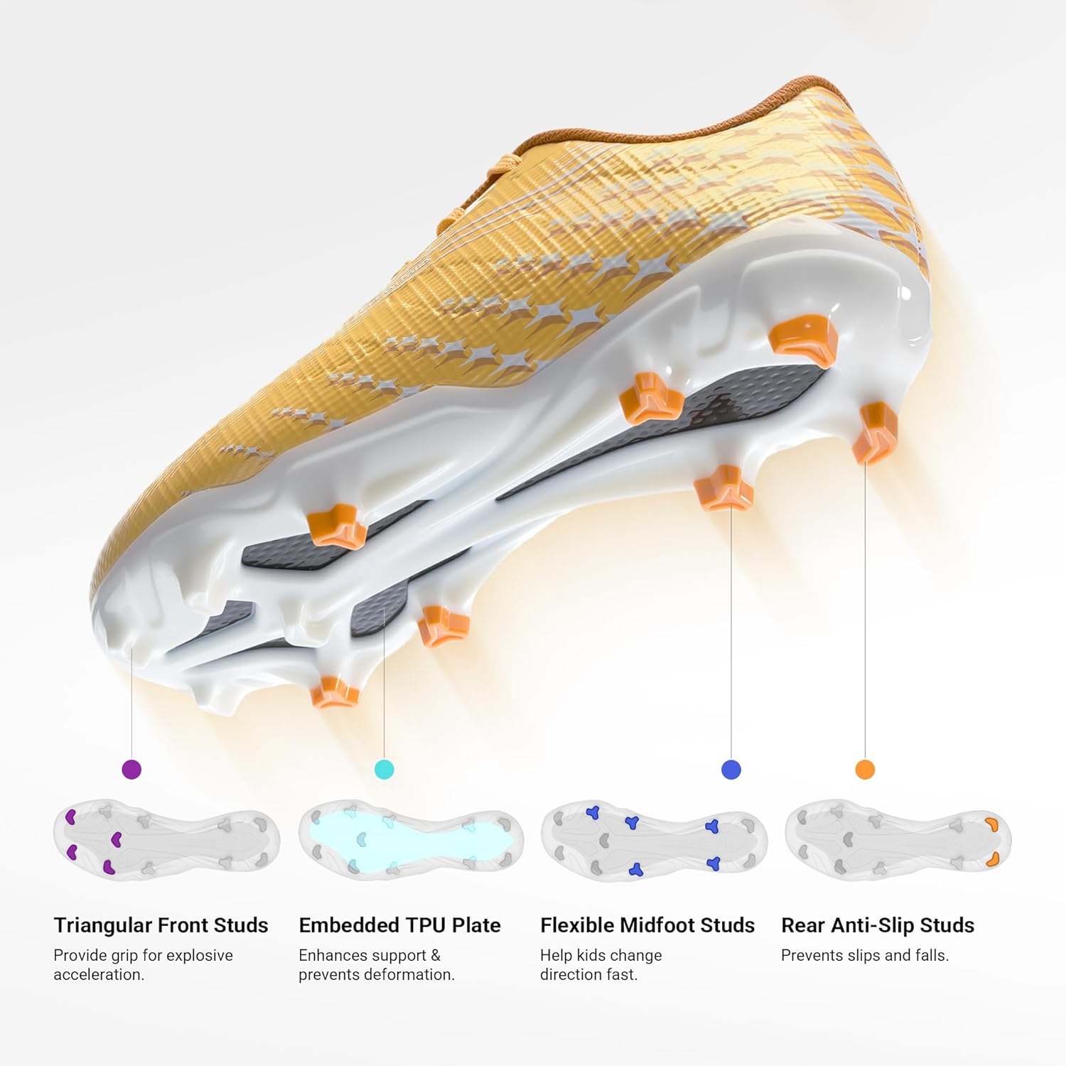 DREAM PAIRS Boys Girls FG AG Soccer Cleats High-Speed Anti-Twist Lightweight Football Shoes