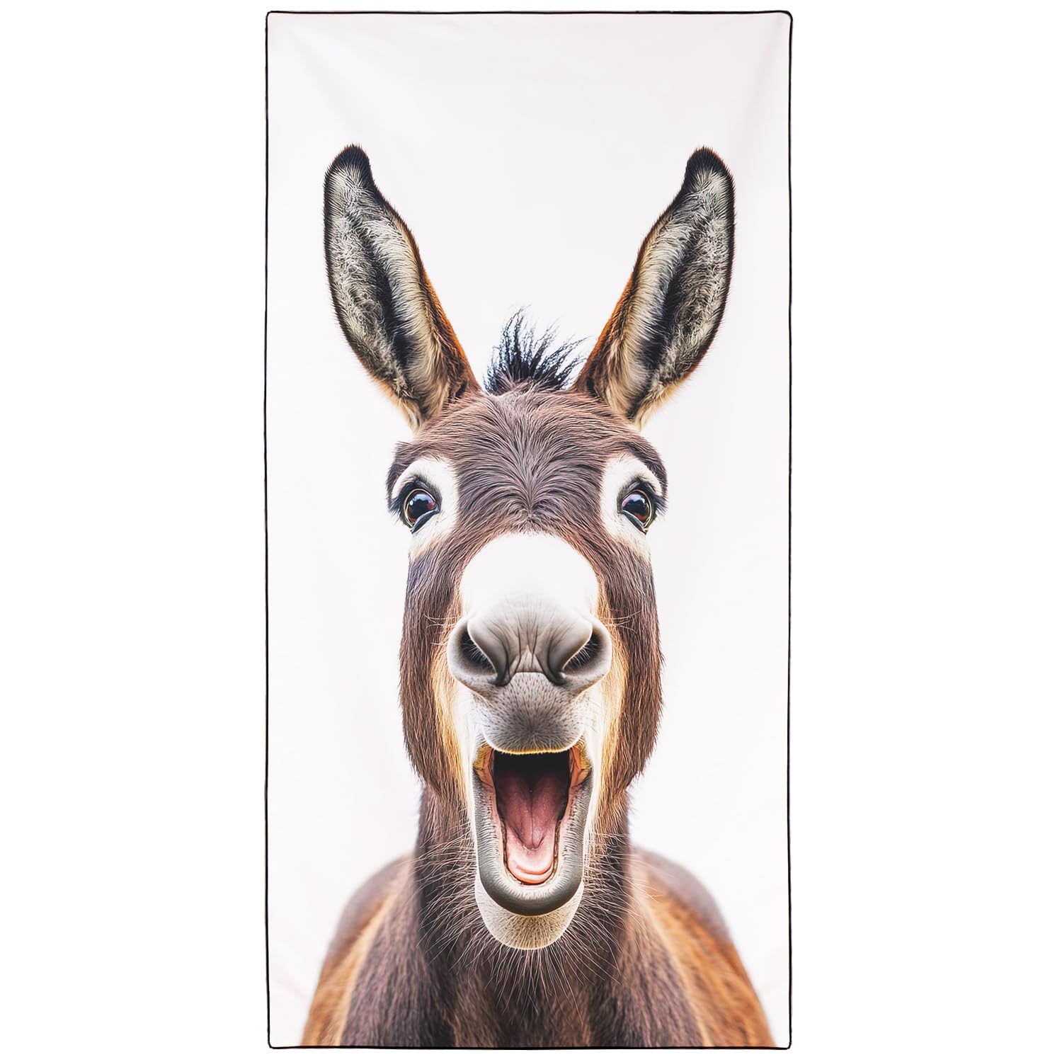 Violetpos Laughing Donkey Beach Towel, Extra Large 180x90 cm 250GSM Microfibre, Sand Free Quick Dry, Ideal Vacation Gifts with Carry Bag for Pool Cruise Camping