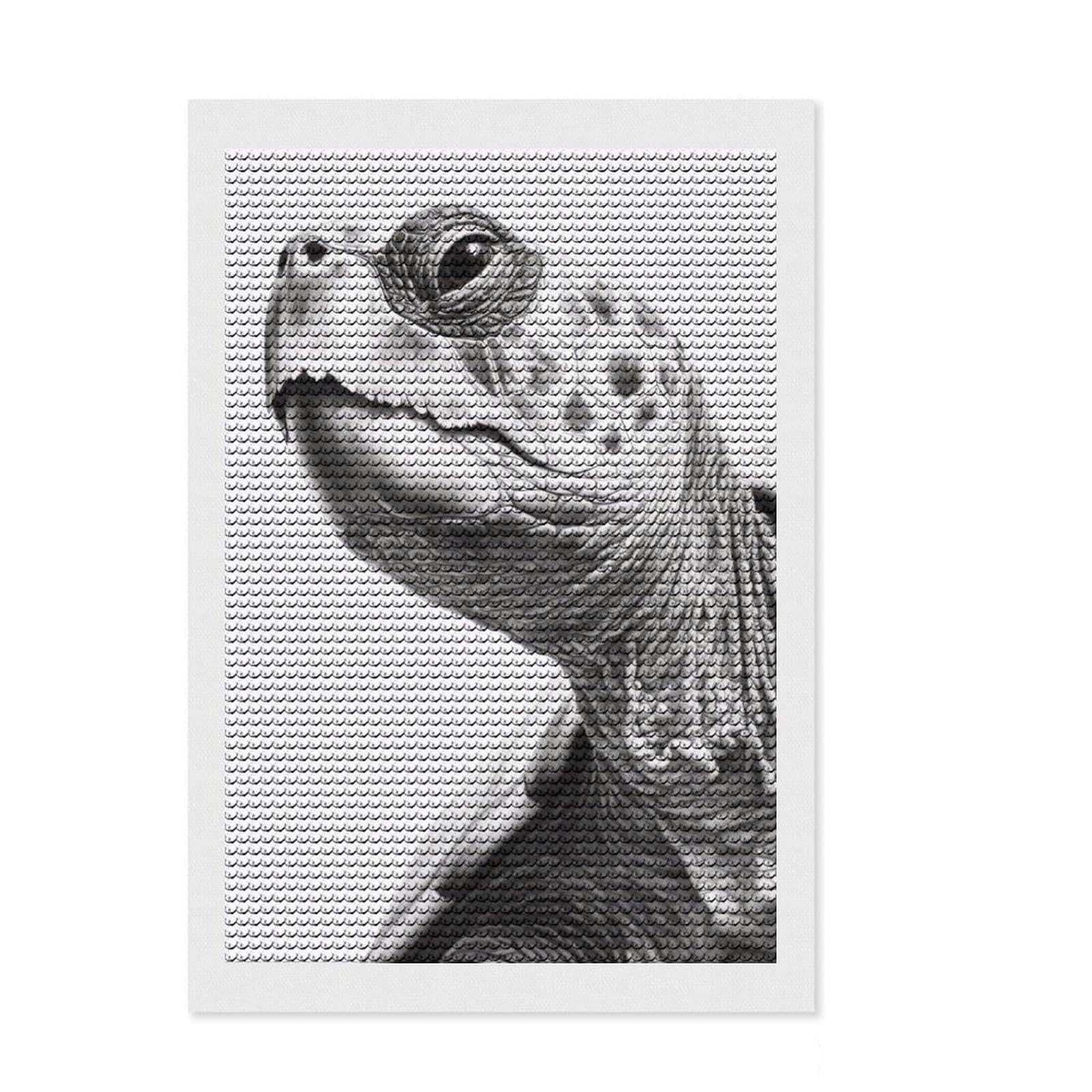 Junmoney Turtle Artwork Diamond Painting Set 8"x12", Christmas Gift, Adhesive Canvas, Vintage Style Decor, Canvas Picture, Round Gems