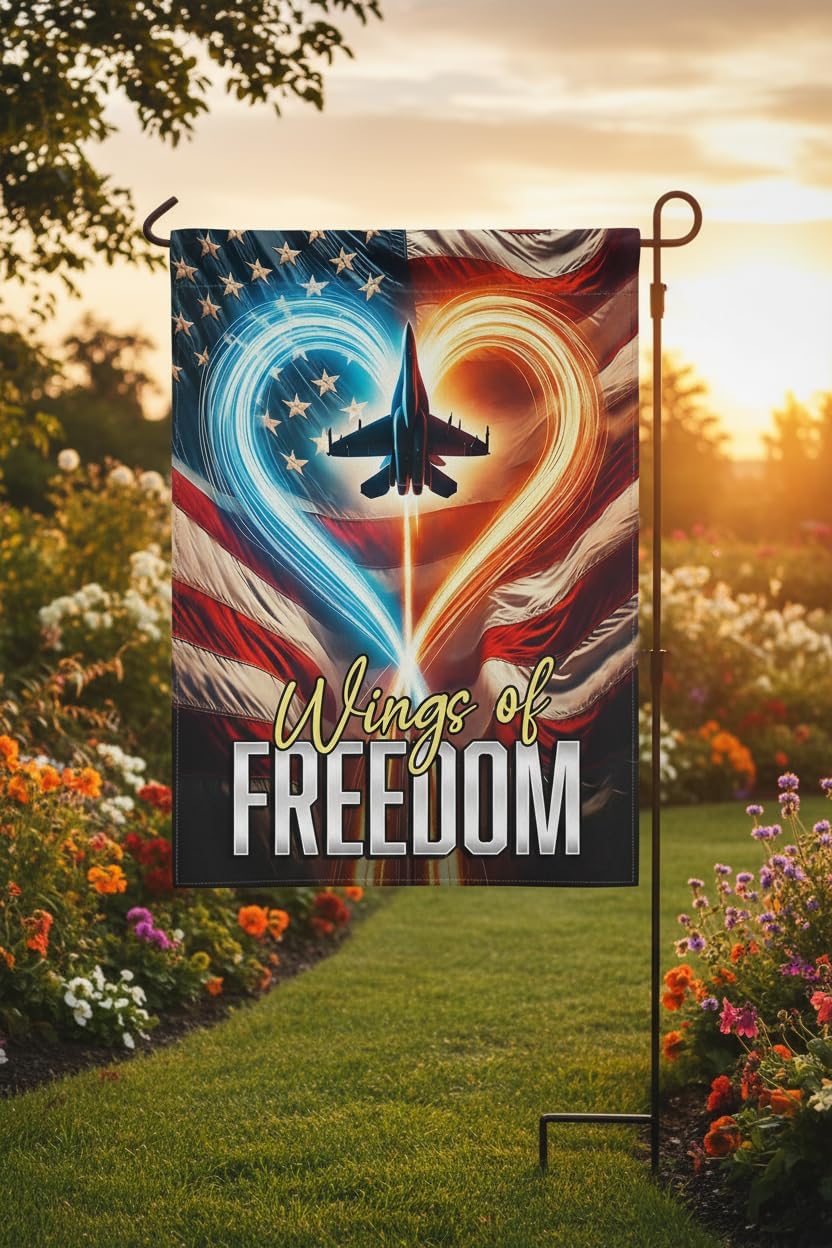 Air Force Garden Flag 12x18 Inch - Double Sided US Military Jet "Wings of Freedom" Patriotic Outdoor Decor for Veterans & Air Force Families - Image 6