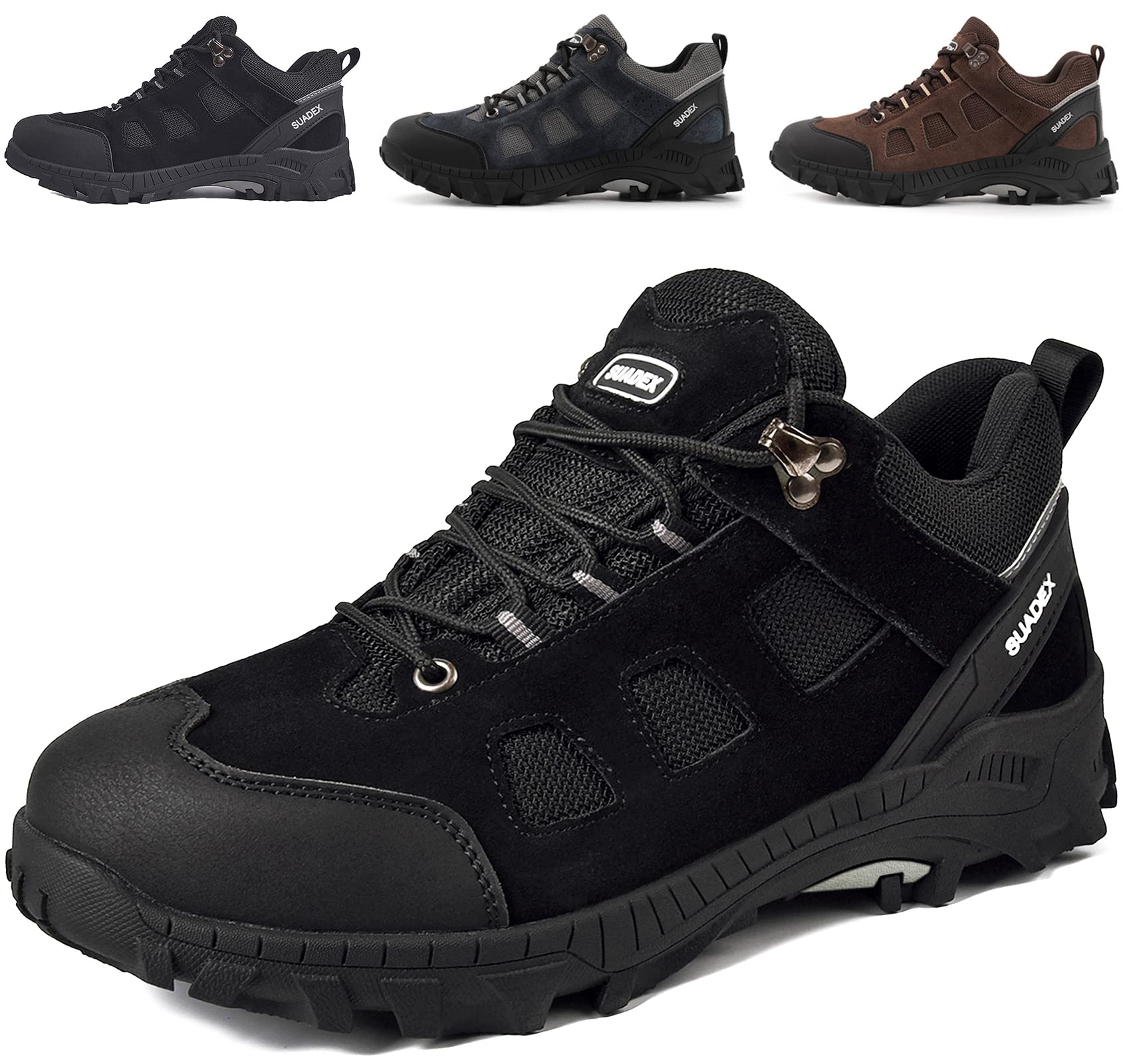 SUADEX Sicherheitsschuhe Arbeitsschuhe Herren Damen Atmungsaktiv Arbeitsschutzschuhe Stahlkappenschuhe Leicht mit Stahlkappe Schwarz 37-48 EU