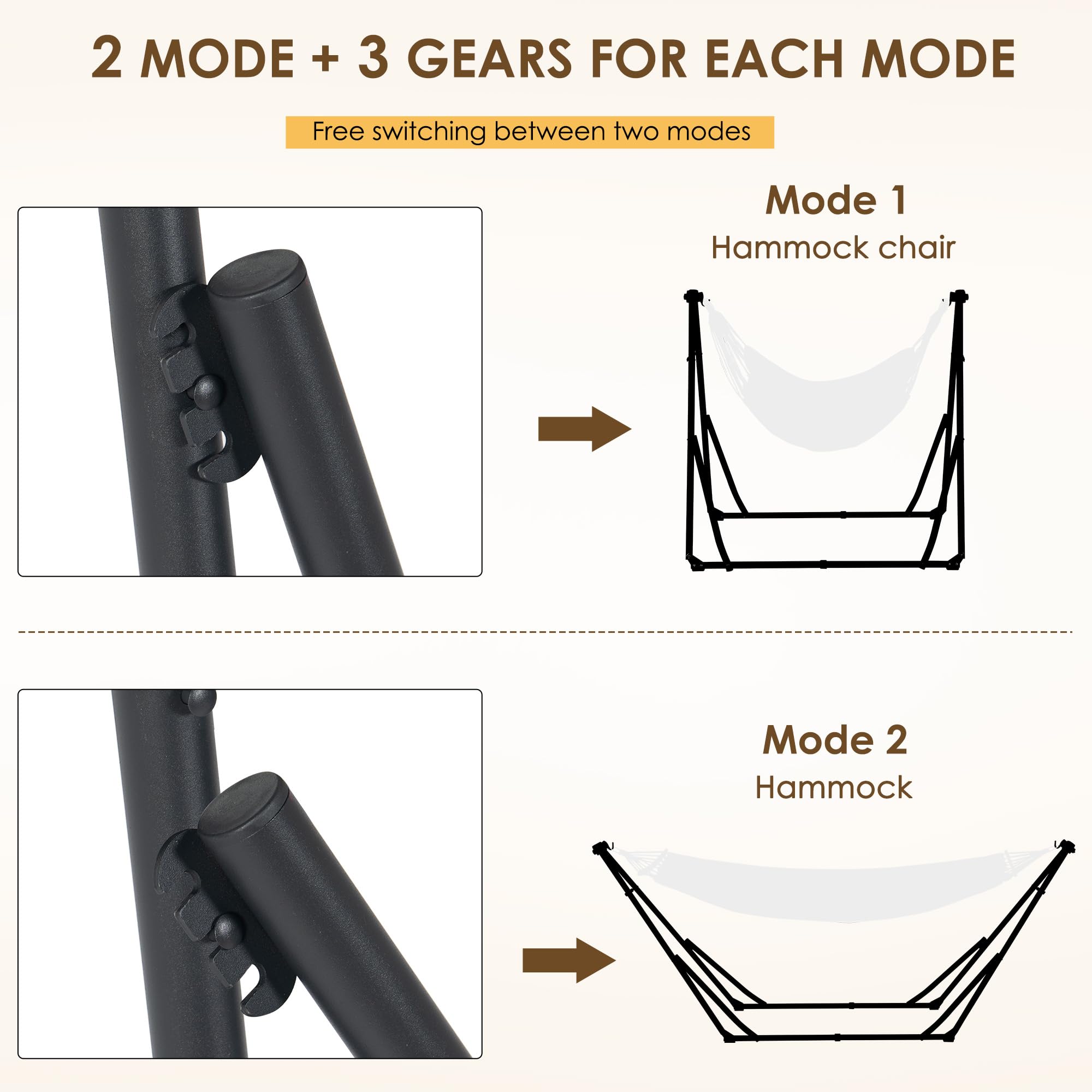SogesPower Hamaca 2 en 1 con estructura de acero plegable y bolsa de transporte – Columpio portátil para jardín, balcón, camping y apartamento – Rayas coloridas rojas