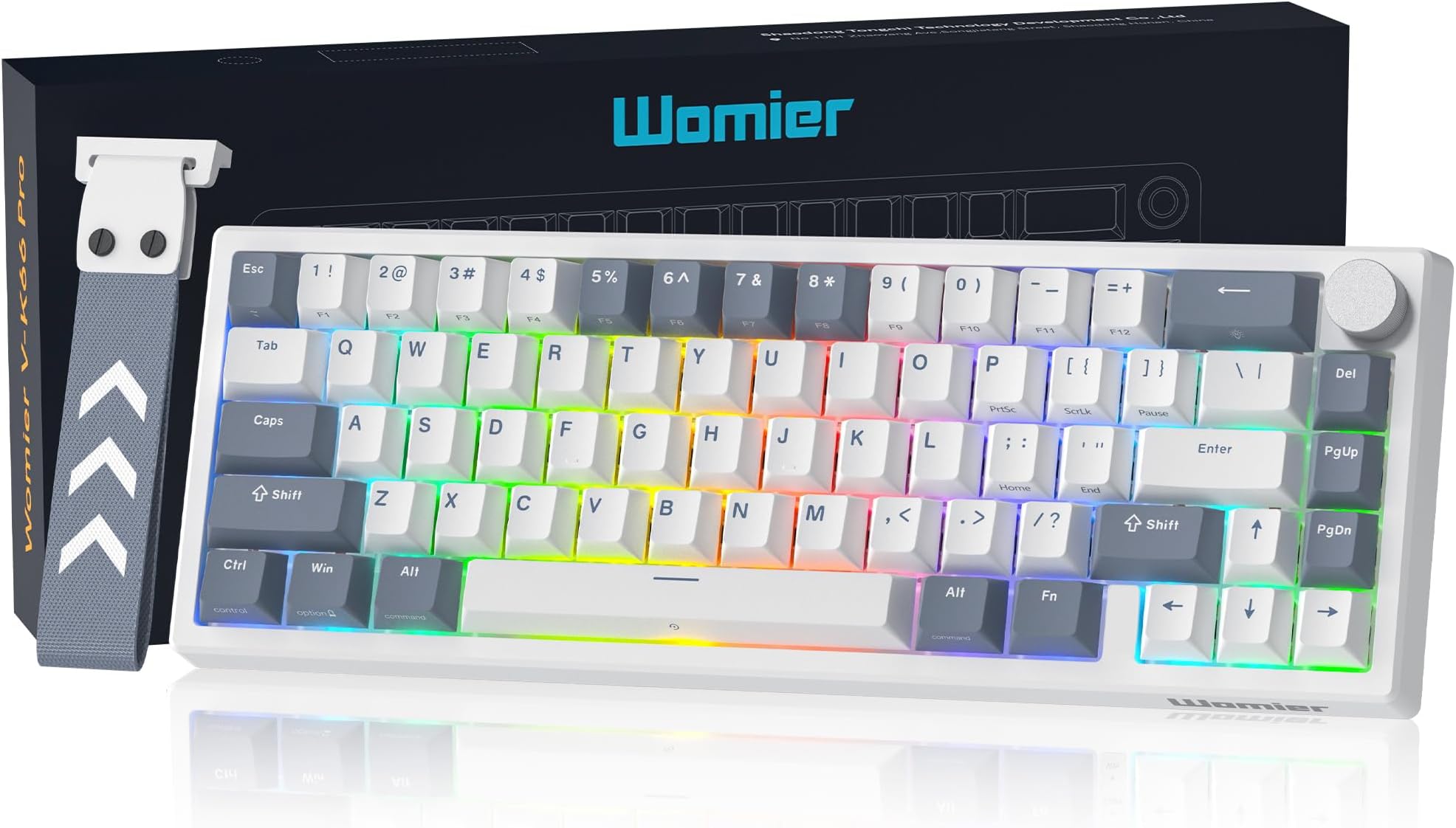 XVX 60% Percent Keyboard, V-K66 Mechanical Gaming Keyboard Gasket Mounted, Wired LED Backlit Keyboard with Arrow Keys - White and Grey