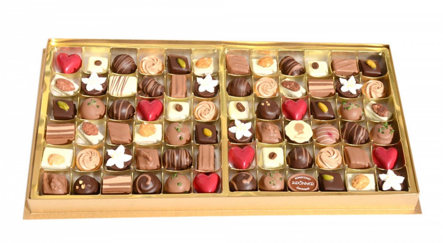 Krönner Luxuspackung 1000 g – Von Meisterhand gefertigte Pralinen – Luxus Pralinen Geschenk – Feinste Mischung – In edler goldener Geschenkverpackung mit Schleife