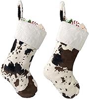 Vista 16 de Medias de Navidad de Felpa Personalizadas de Vaca Juego de 2 Grandes de 20" de Piel Bordada Medias de Navidad Personalizar Nombre Estilo Granja