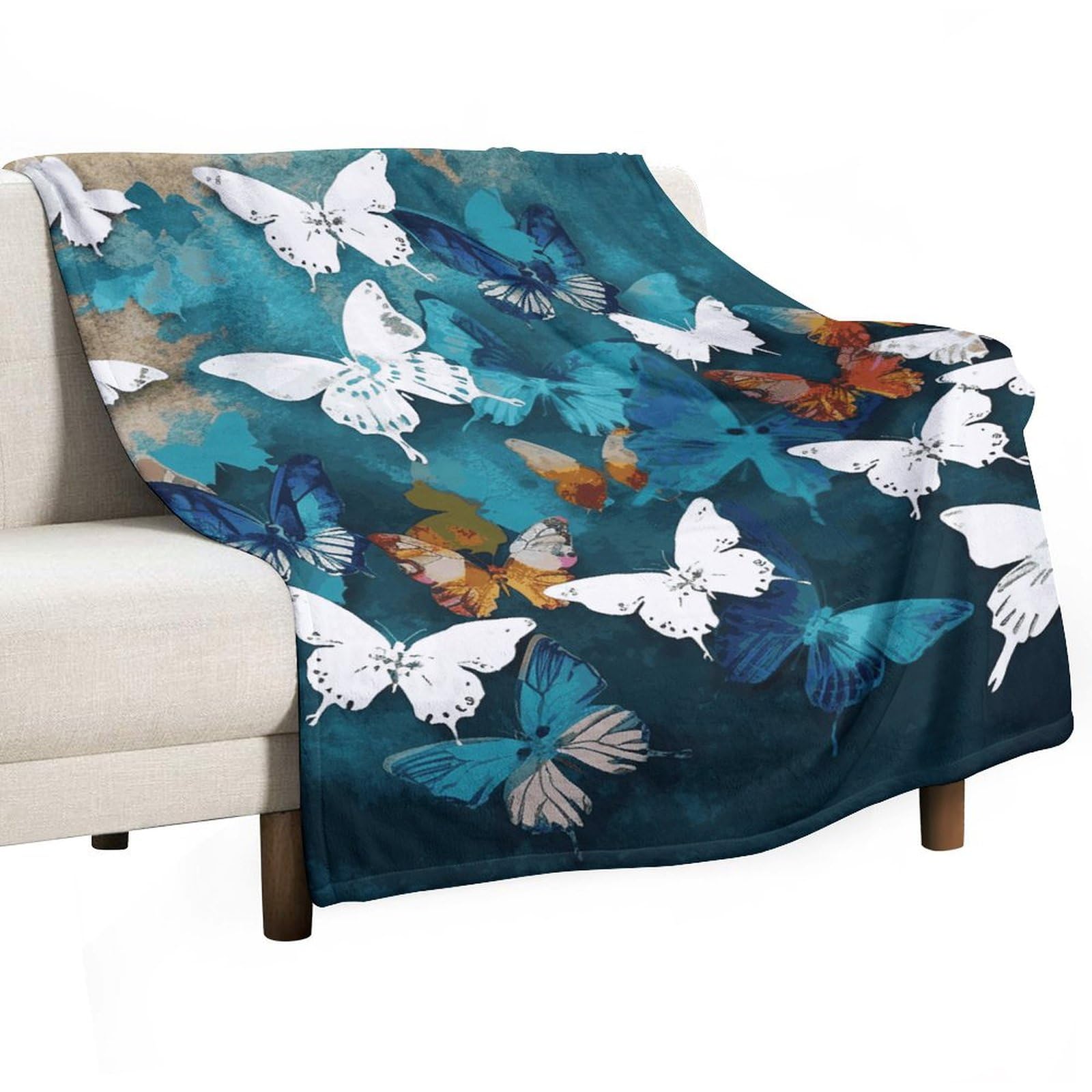 Couverture en flanelle douce et respirante avec imprimé papillon