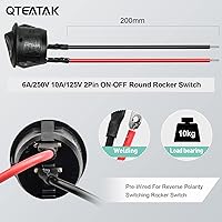 Vista 4 de QTEATAK KCD1 On/Off Pre-Wired 2-Pin 2-Position Snap 10A/125V, 6A/250V Round Boat Rocker Switch-5Pack