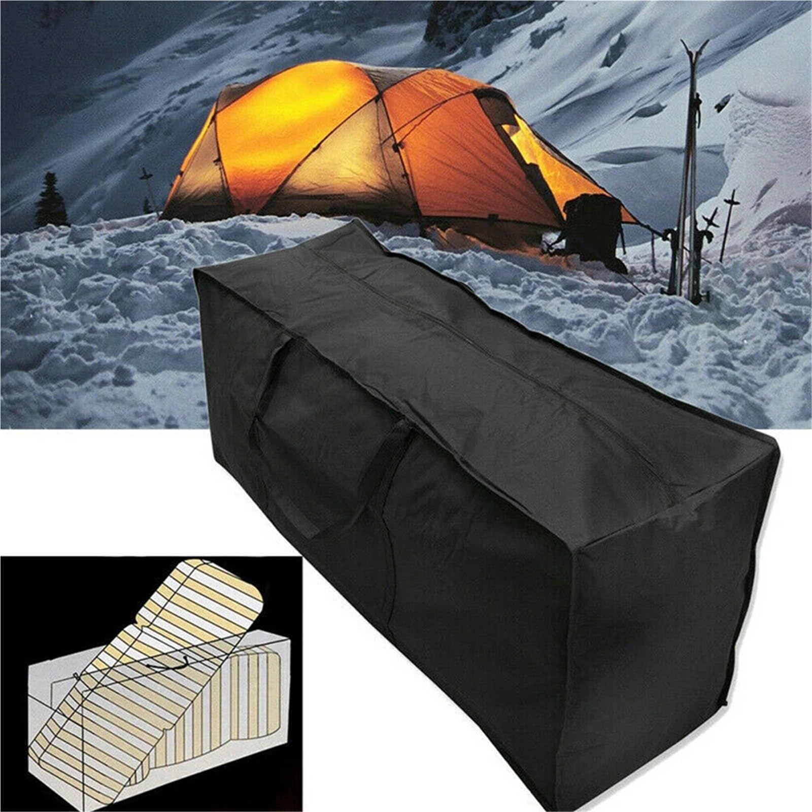 Borsa portaoggetti for cuscini for mobili da giardino for esterni resistente in tessuto Oxford impermeabile Patio esterno Per Cuscini(Black,173 * 76 * 51cm)