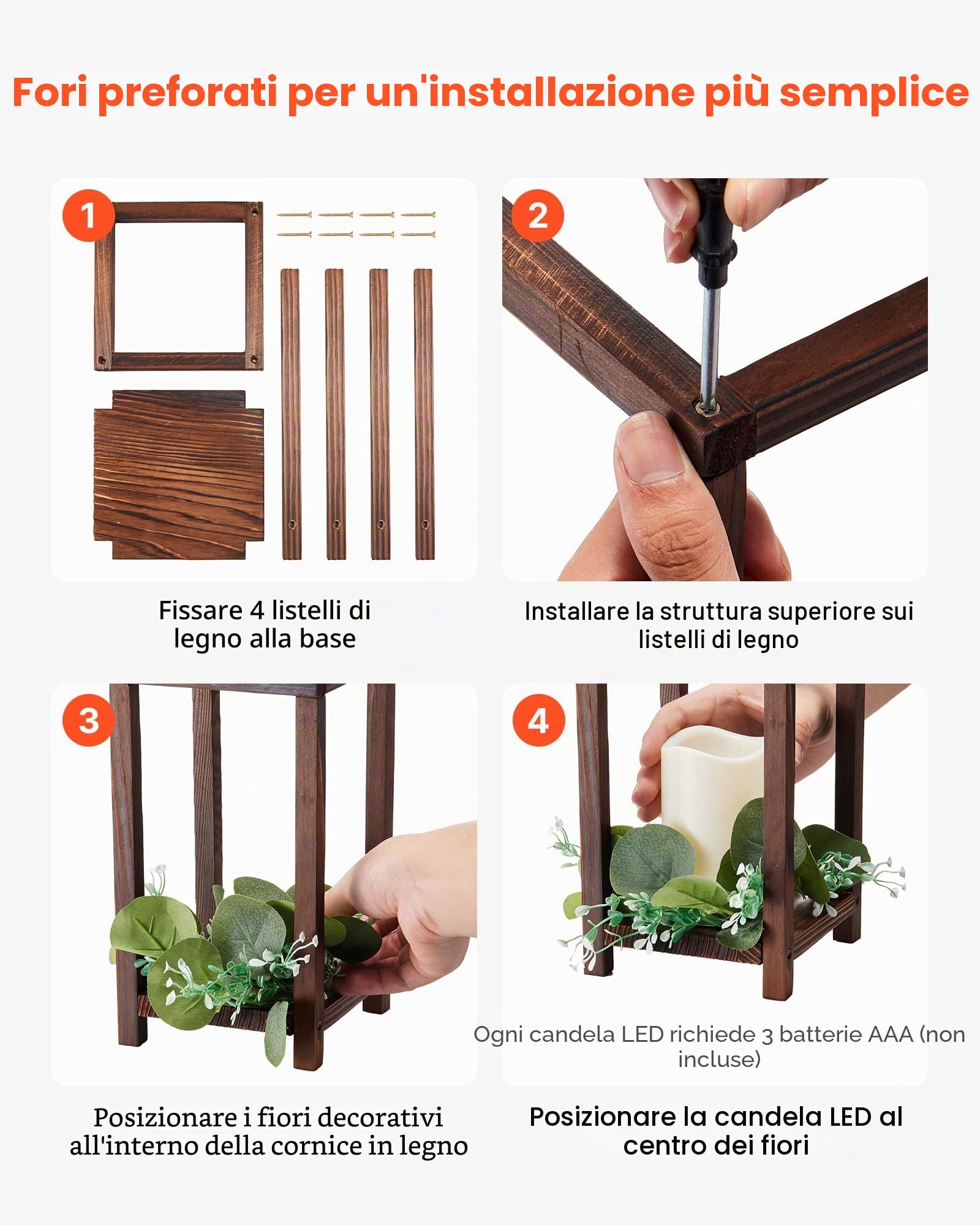 VEVOR Set Centrotavola Lanterna in Legno 12 Pezzi Portacandele Lanterna in Legno Candele LED Senza Fiamma, Ghirlande di Foglie di Eucalipto per Decorazioni da Tavolo Carico 6,08 kg per Matrimoni