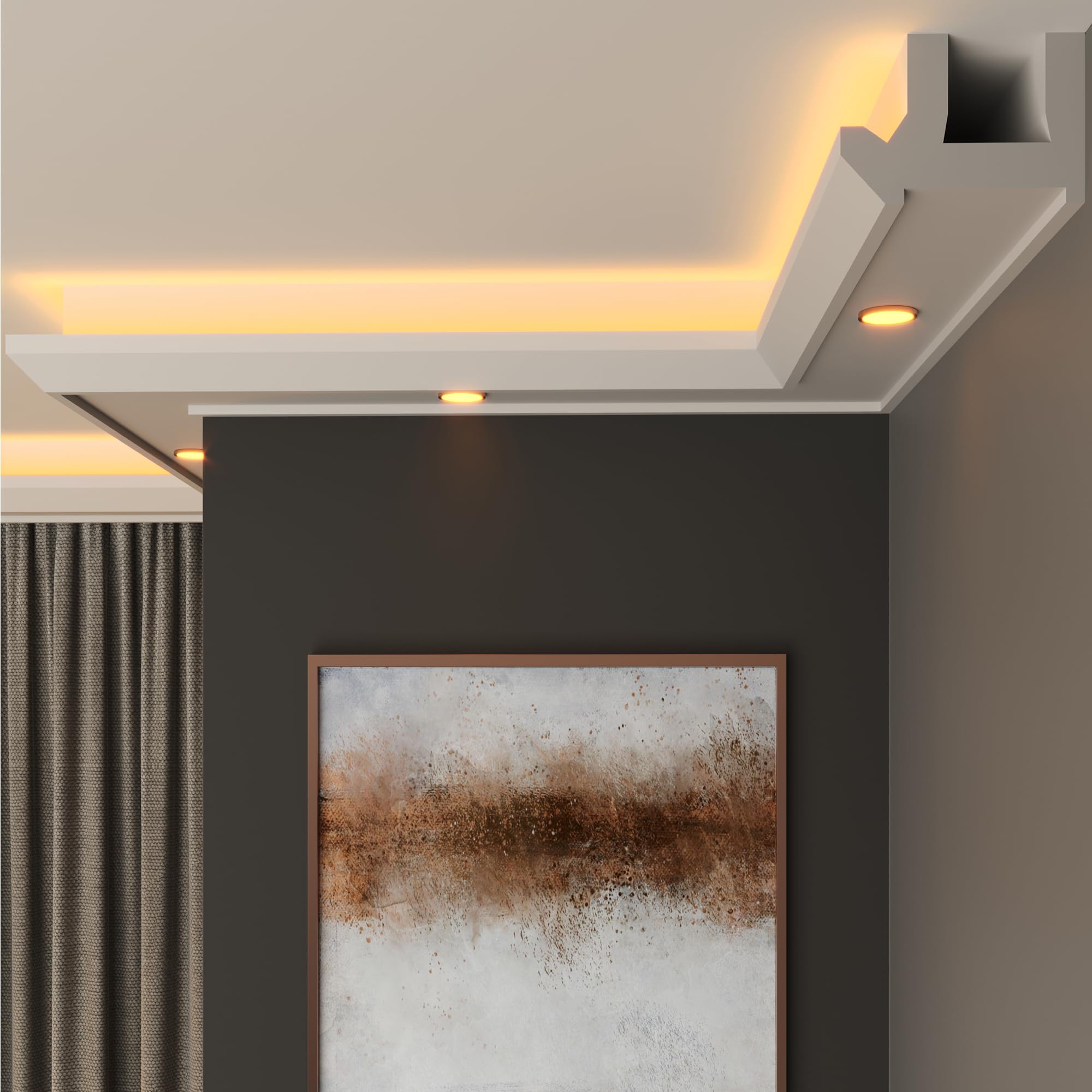 FAST DECOR Premium XPS LED Coving for Ceilings, Lightweight Decorative Cornice Moulding Trim, Paintable Finish, Easy DIY Installation, Coving Cornice, Ceiling Coving (CLS08, InternalCorner 20cm)
