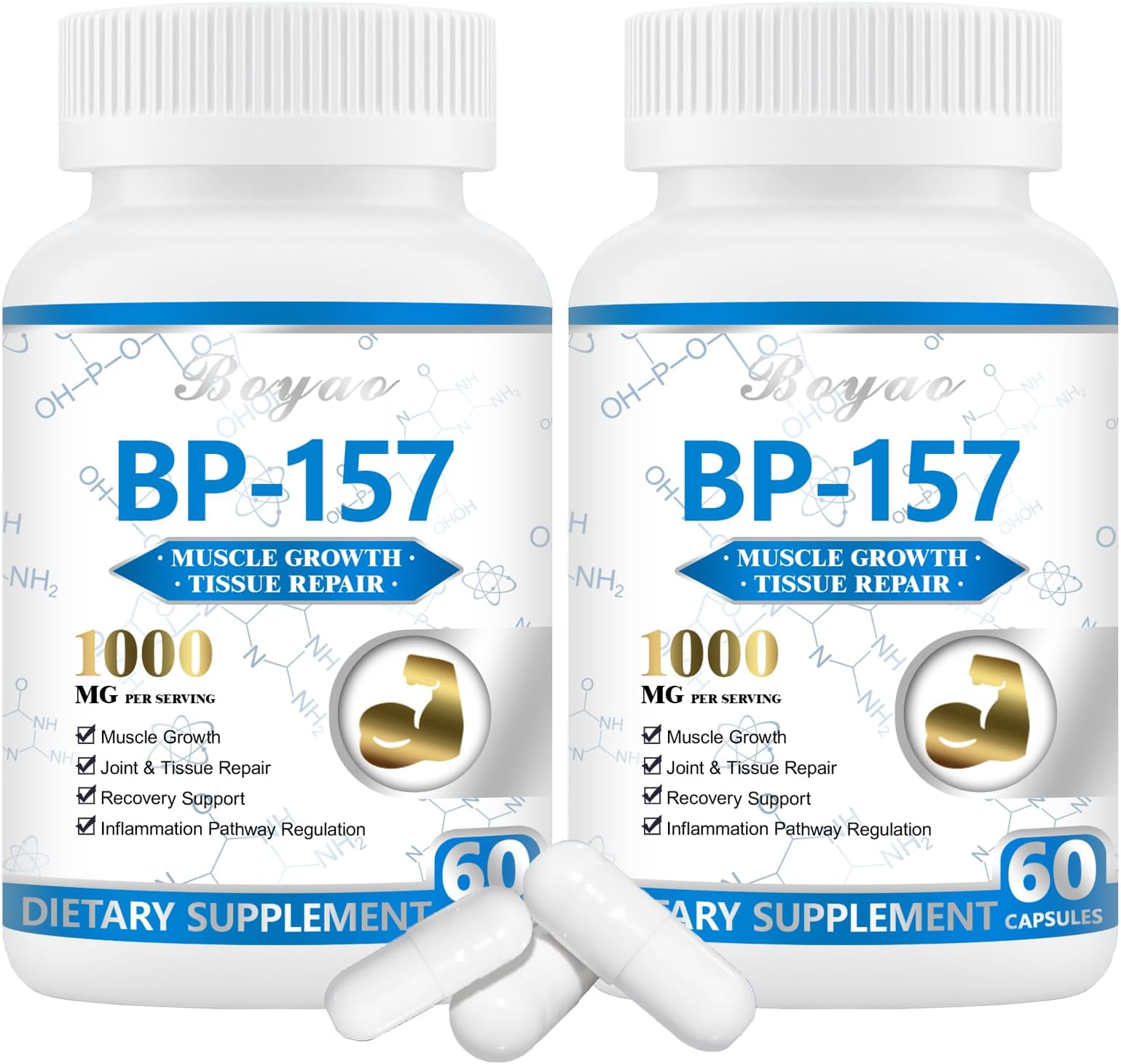 BP157 Peptide Capsules Collagen - 1000Mg, Supports Muscle Growth, Tissue Repair, Strength, 120 Count