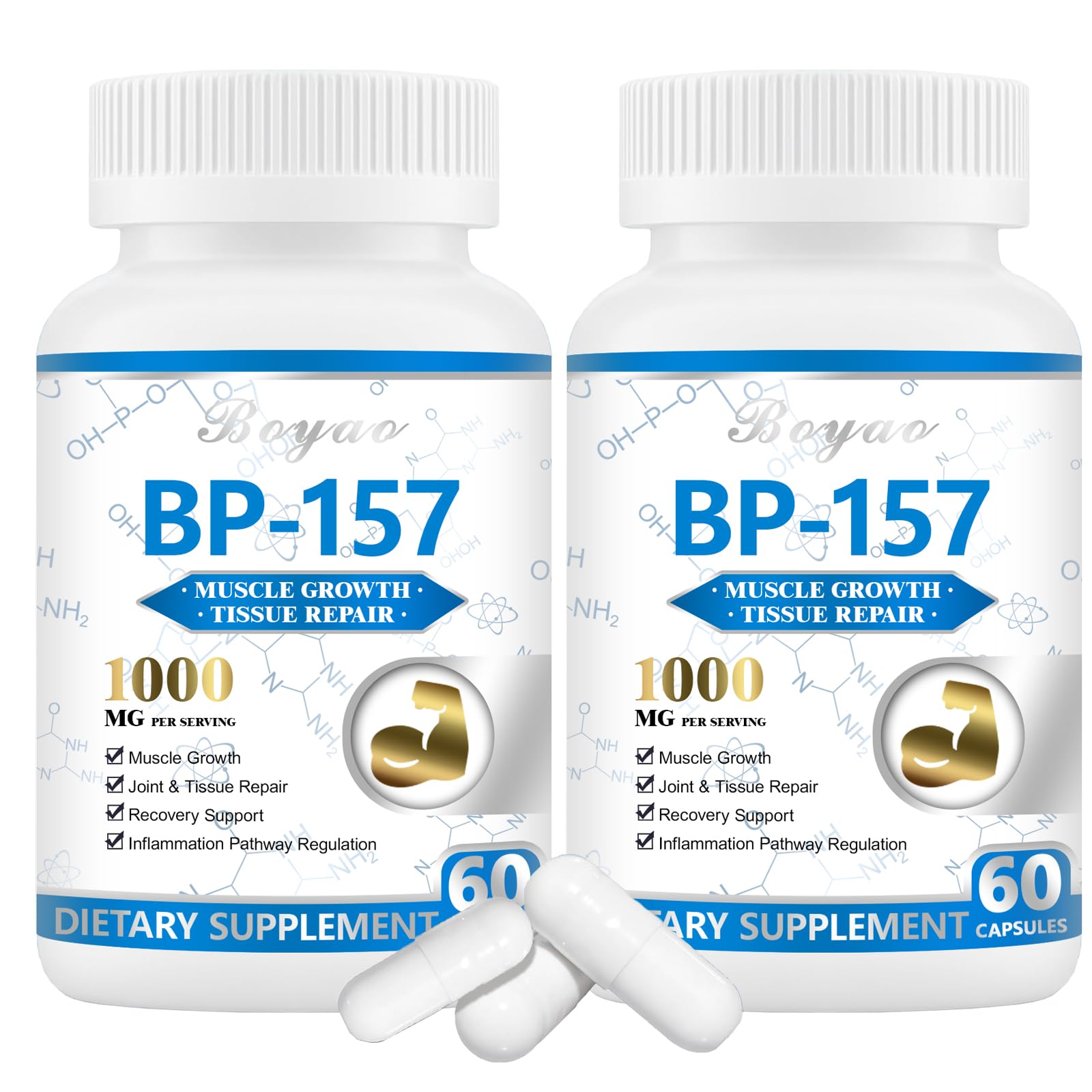 BP157 Peptide Capsules Collagen - 1000Mg, Supports Muscle Growth, Tissue Repair, Strength, 120 Count