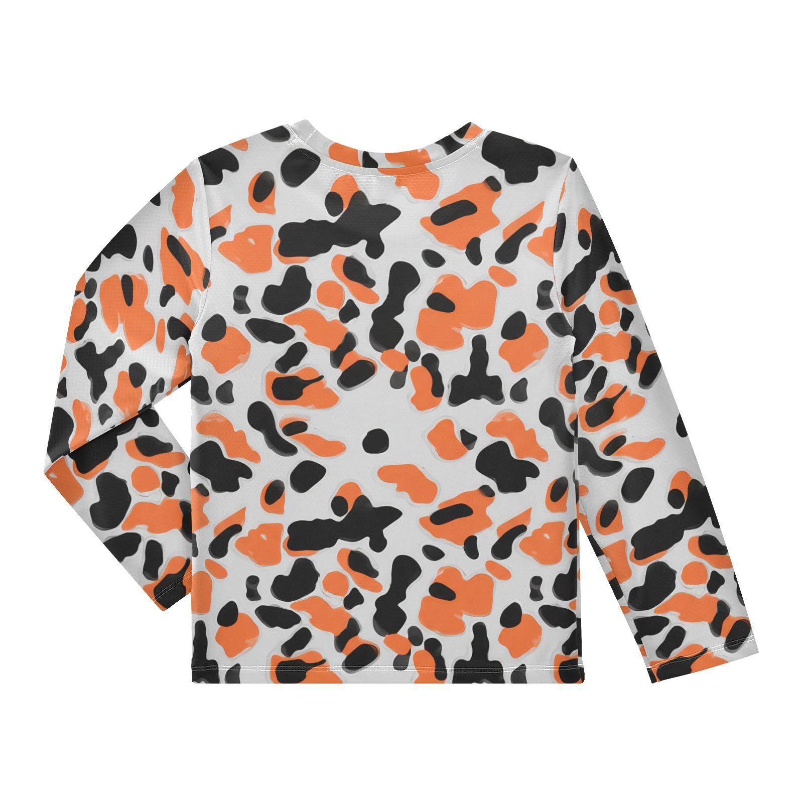Camouflage Black Orange Rash Guard Shirt for Boys Sun Protection Shirt for Kids Toddlers UPF50+ 5-6T