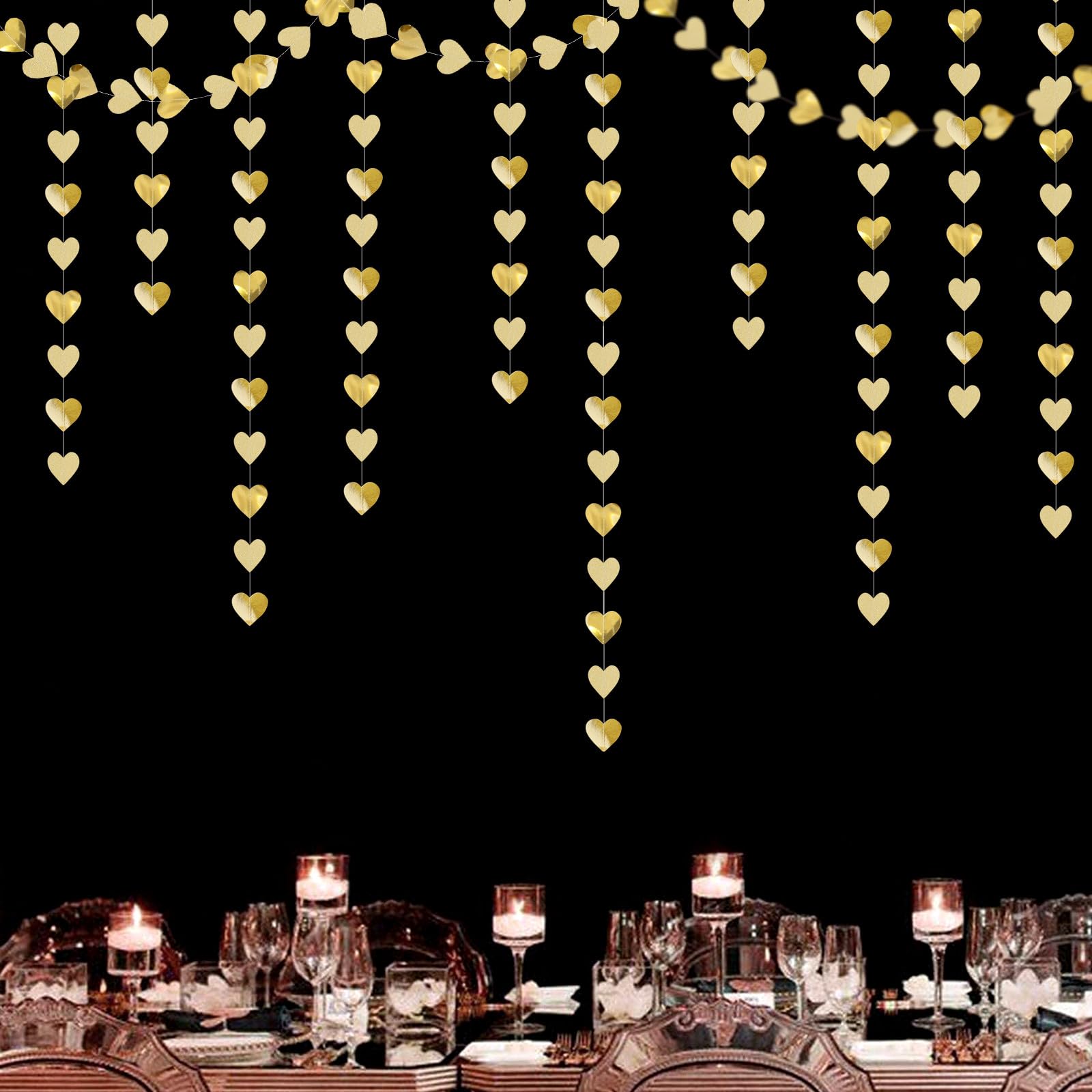 Guirnalda de corazón con purpurina para fiesta de compromiso, decoración de fiesta de compromiso, pancarta colgante de 55 pies, aniversario, boda, despedida de soltera, cumpleaños, Navidad,