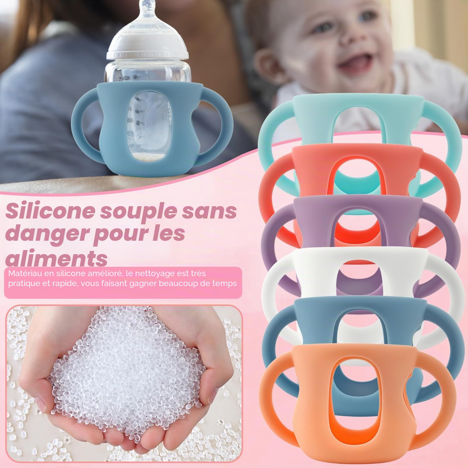 Lot de 6 poignées de biberon Avent - En silicone antidérapant - Facile à prendre en main