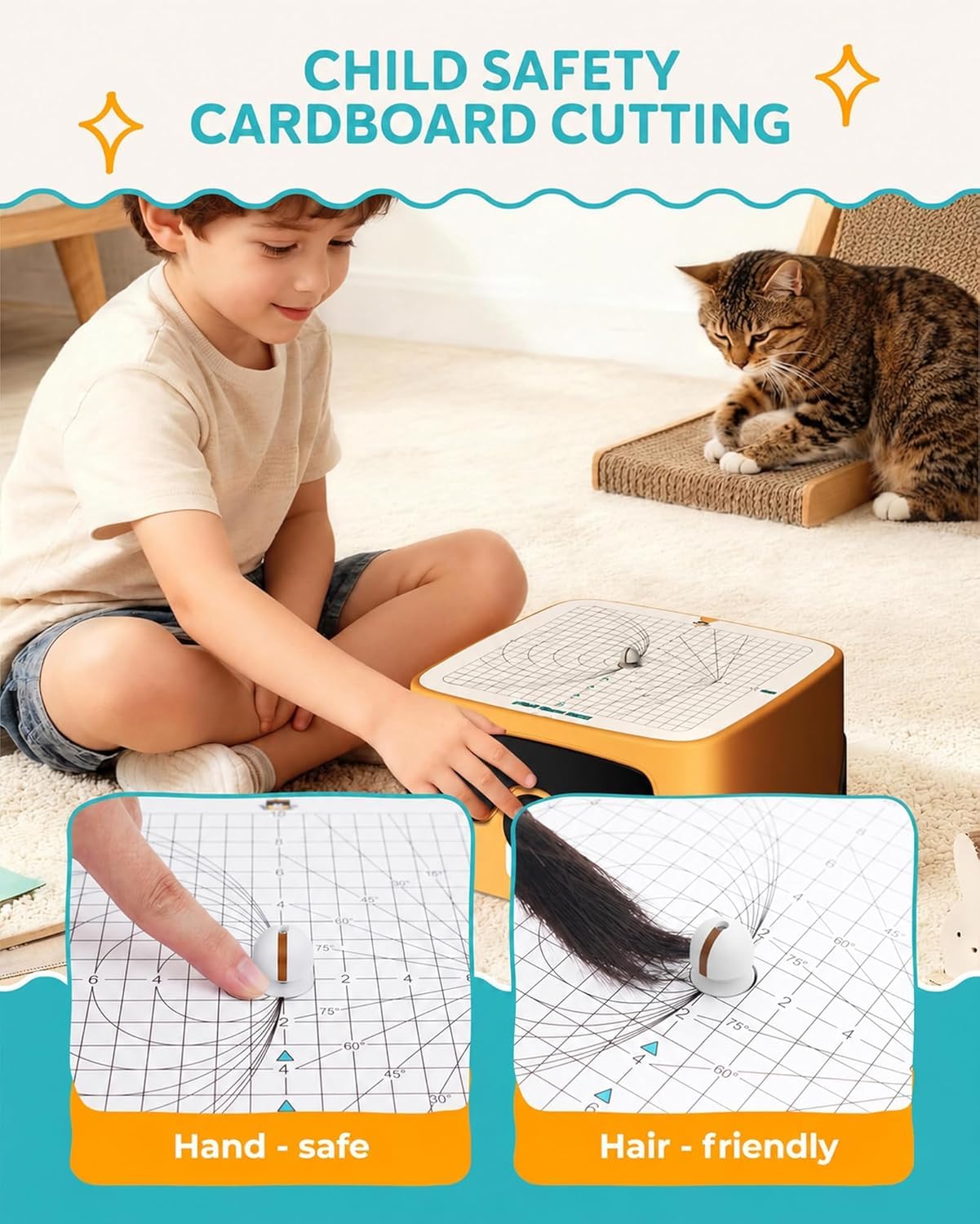 Kartonschneider Kinder, Sicheres DIY-Set mit Kartonschneider für Kinder ab 3 Jahren, Karton & Pappe, kreative 3D-Modelle, Handarbeit, ideales Karton Werkzeug für Familie & Freunde
