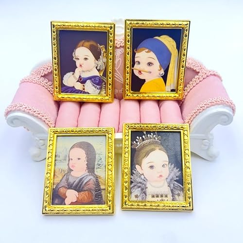 Miniatura 4 de 4GlowZ 8 unidsset Fat Girl Series - Marcos de pintura de metal en miniatura, escala 112, accesorios decorativos para escena de muñecas, kit de