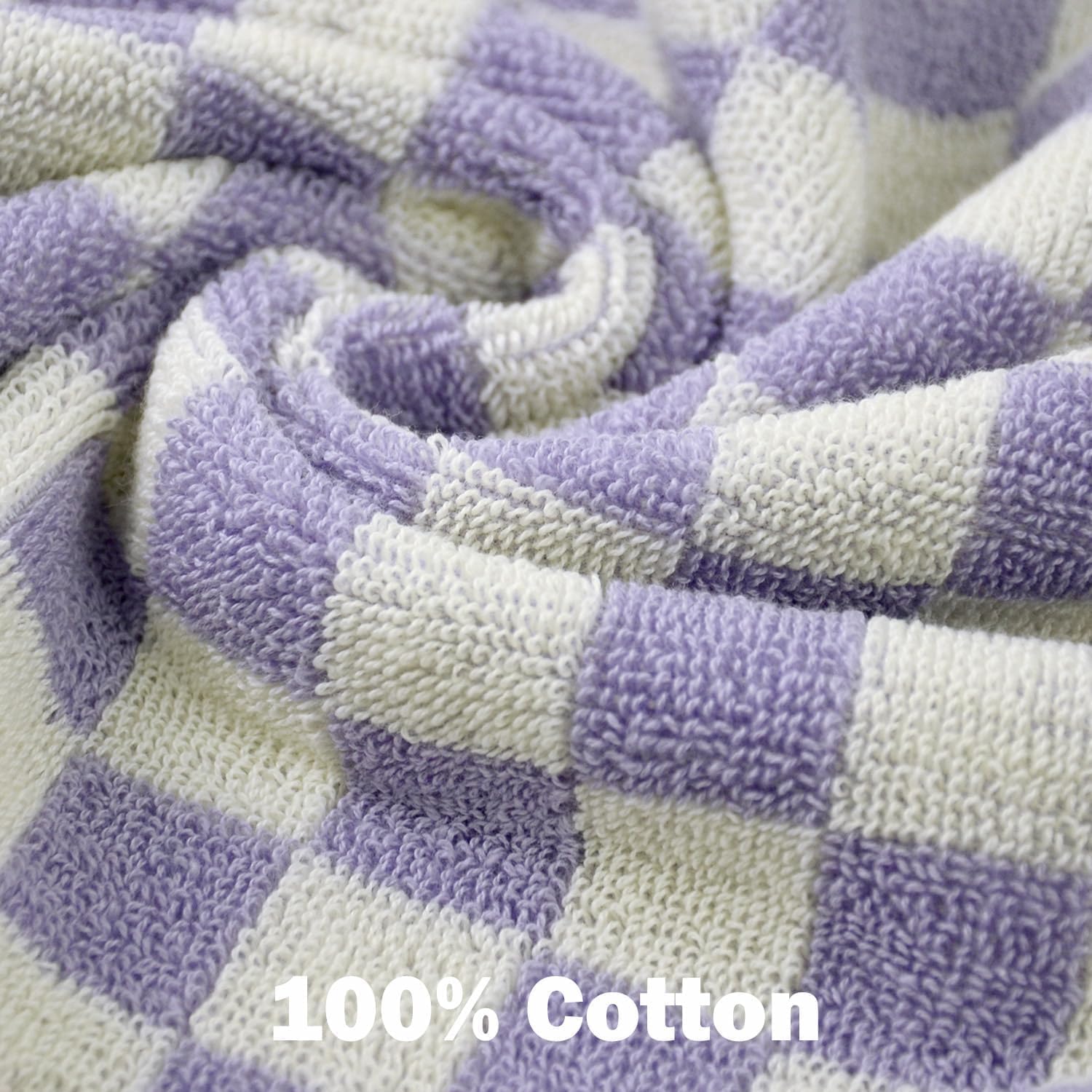 Jacquotha Cotton Washcloth 12 Pack (Lilac Checkered), Soft Absorbent Washcloths Facecloth, Cotton Face Towels Set for Body Showering 13x13 Inches, Gifts