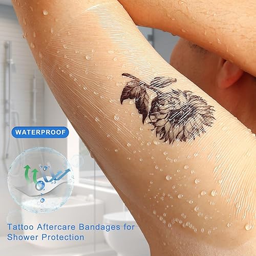 Miniatura 3 de Vendaje de película transparente, vendajes de cuidado posterior de tatuajes de 6 x 8 pulgadas, paquete de 20, parche grande impermeable para cubrir