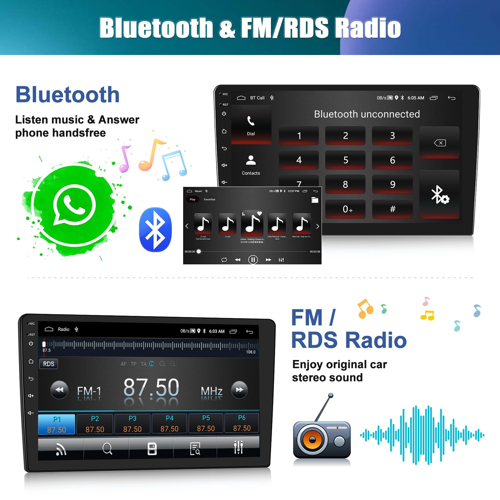 Autoradio Android 13 Per Suzuki Splash/Opel Agila - 9", 4+64GB, CarPlay - Con Telecamera