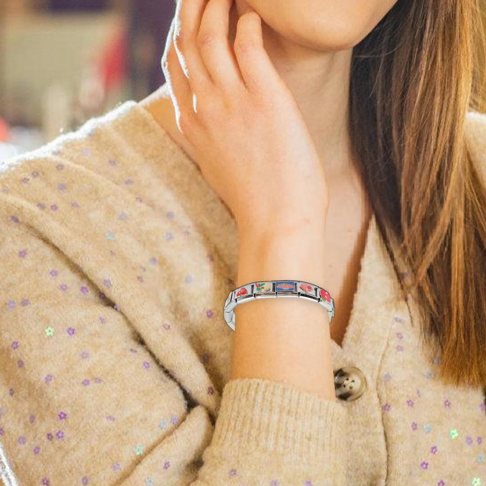 Dije de pulsera con dijes italianos,Dije de pulsera italiano | Dije intercambiable con eslabones de pulsera de acero inoxidable,Pulseras con dijes de eslabones de 1 cm para eslabones de pulsera con di