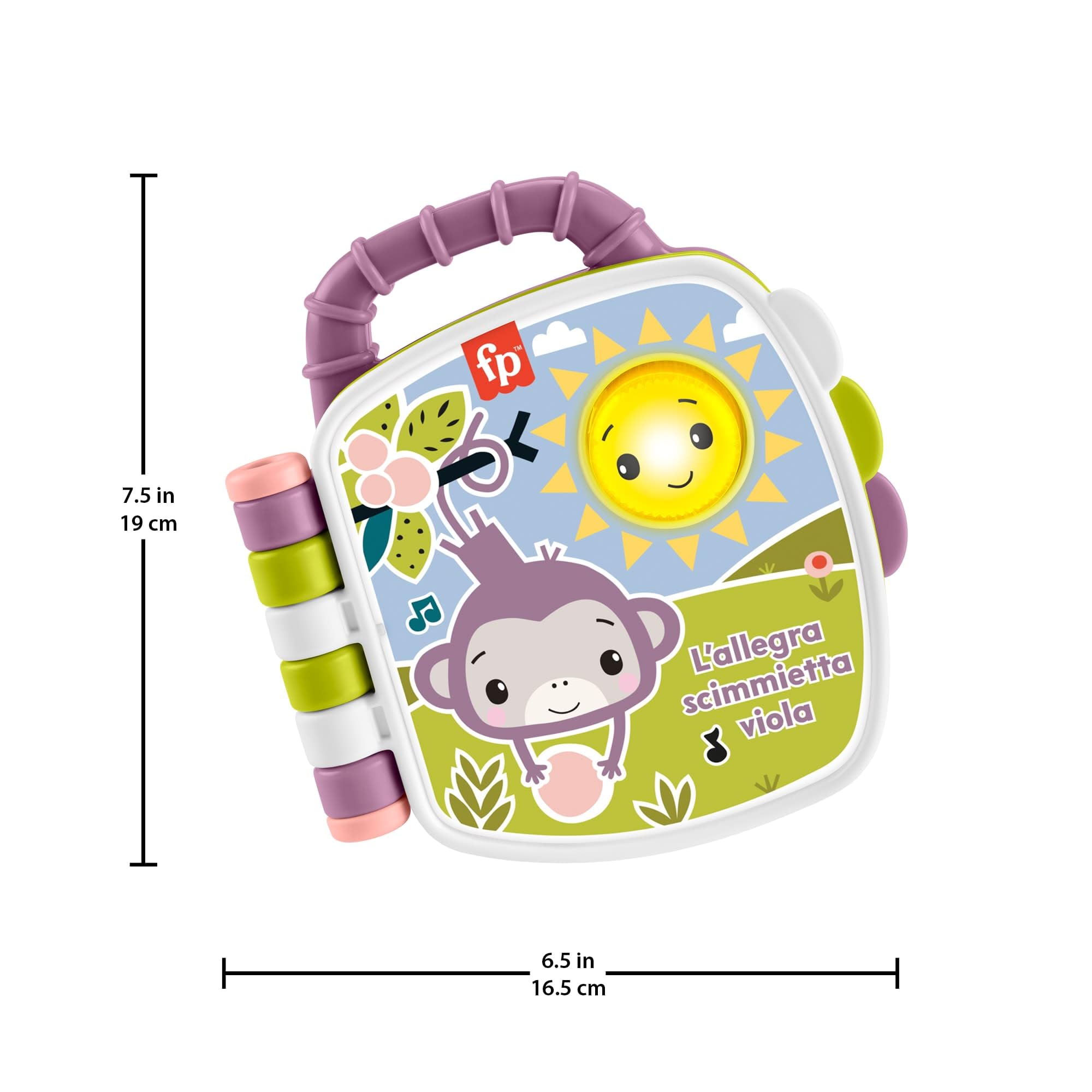 Fisher-Price - Il Libro delle canzoncine della Scimmietta Viola, libro musicale con luci e suoni per l'apprendimento, versione italiana, giocattolo per bambini, 6+ mesi, JFN06