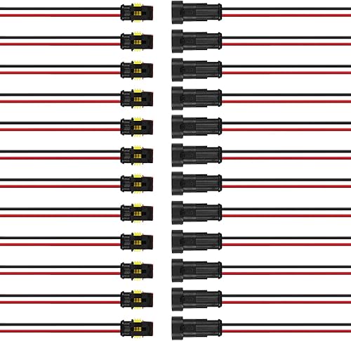 Vista 2 de Kit de conectores eléctricos automotrices de 2 pines, impermeables, conectores de cables eléctricos, conectores de terminales de batería, enchufe
