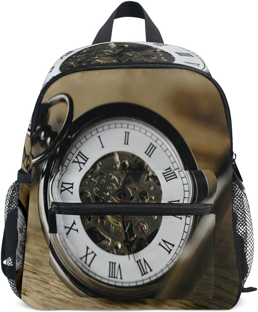 3D Clock Toddler Backpack with Chest Strap Children Bag PrechoolBookbag Kindergarten Nursery Bag for Boys Girls