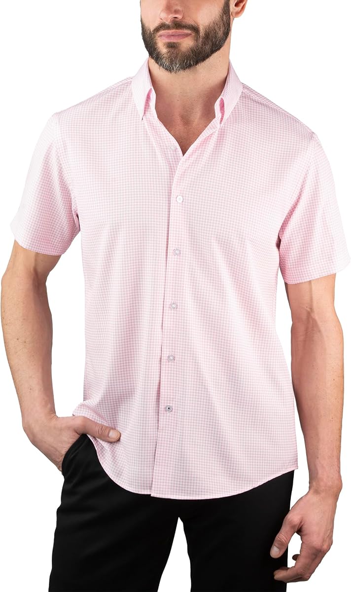 Nautica Camisa de Manga Corta Slim Fit para Hombre - Supershirt Resistente a las Arrugas Tejido elástico Transpirable