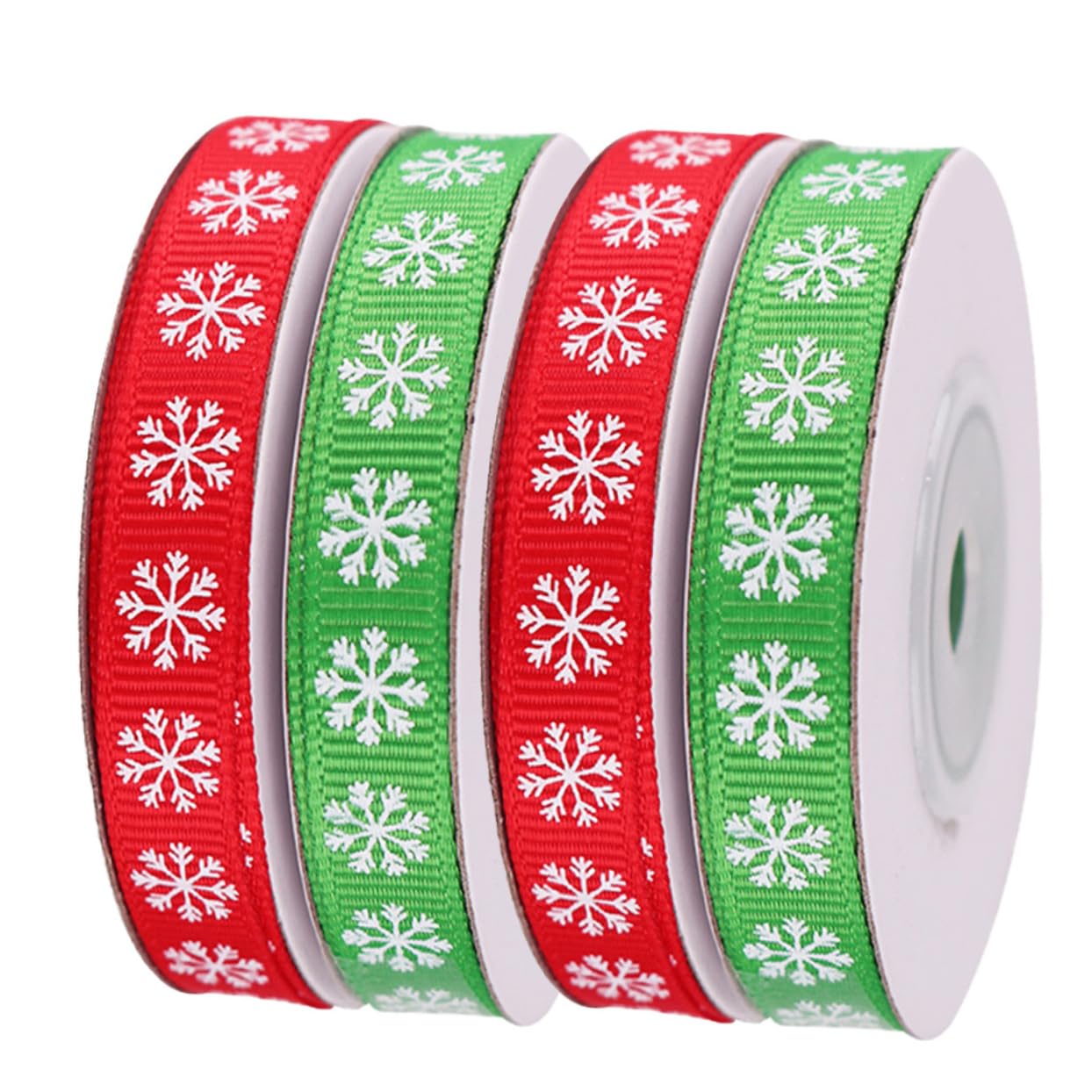 Angoily 12 Rollen Weihnachts Dekoband Breit Schneeflocken Geschenkband für DIY Geschenkverpackung Partydeko Rot Grün