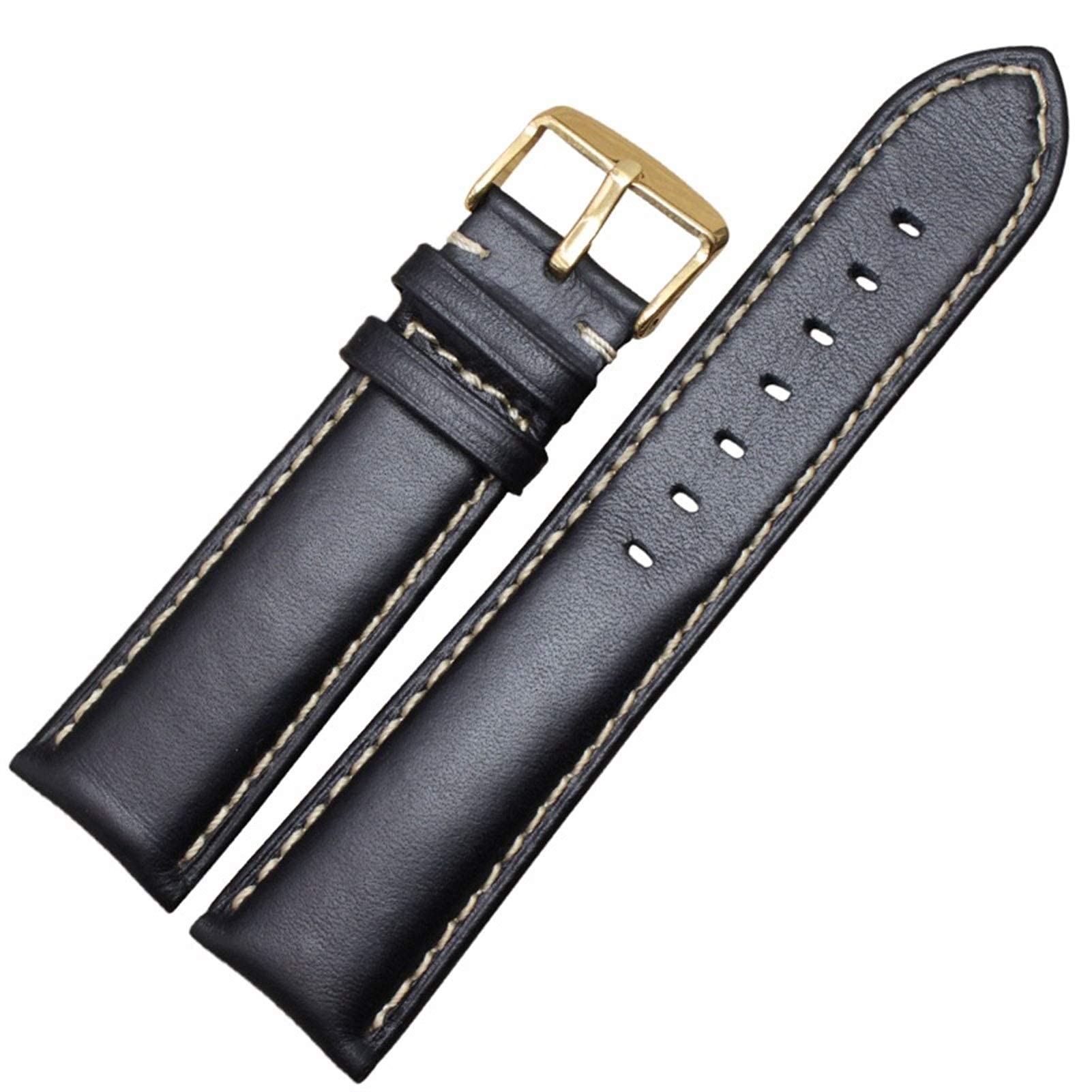 Sangle de montre en cuir véritable marron avec boucle en acier robuste