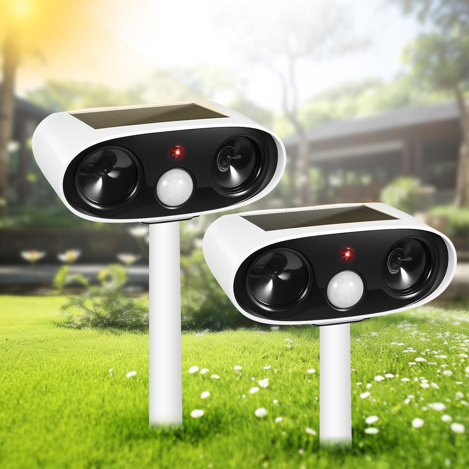 2026 Solar Ultrasonic Animal Repellent Outdoor Deer Cat Repellent Devices, 2Pack Waterproof Ultrasonic Animal Repeller Deterrent Control for Rabbit Bird Raccoon Dog Squirrel Out of Garden Farm Yard